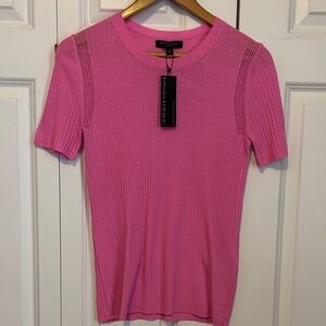 Banana Republic Bright Pink Ribbed Short Sleeve Knit Tee